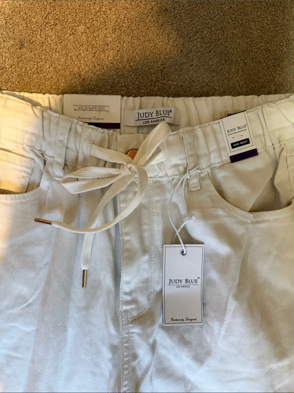 Judy Blue White High Waist Wide Palazzo Jeans Size 5/27 X Short - Picture 5 of 7